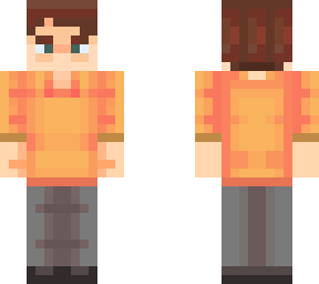 yellow shirt + brown hair + green eyes