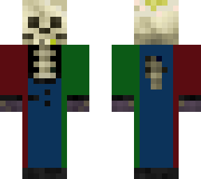 skeleton in a multi colored tuxsido