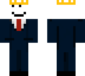 white smiling skin with blue suit and crown