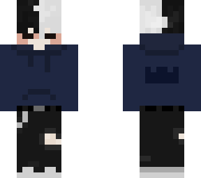 black and white haired e-boy with blue hoodie (upgrated)