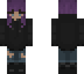 black hood // purple hair