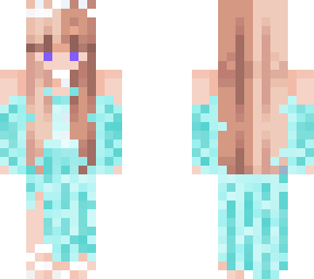 blond girl with cyan dress