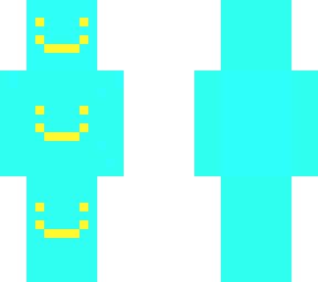 cyan with yellow smiley faces