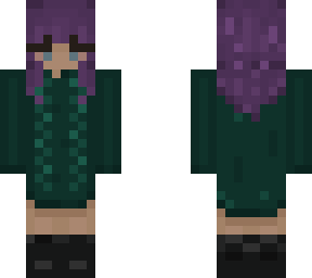 purple hair // dark teal knitted sweater