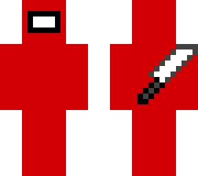 red sus amogus with knife at back