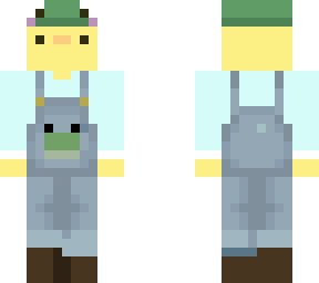 duck in overalls with frog theme