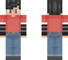 red t-shirt boy black hair
