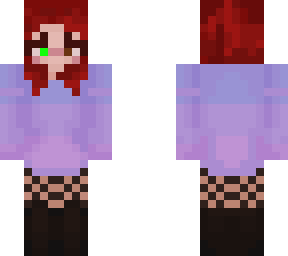 red hair purple sweater