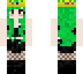 green hair girl with crown