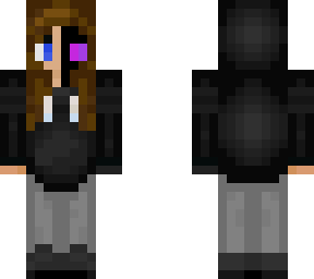 half enderman girl with black hoodie