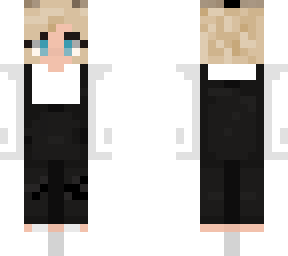 blond girl in black overalls