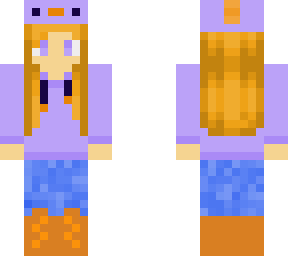purple axolotl jumper + hat girl