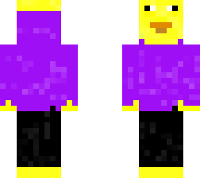 the ugly duck in a purple jumper