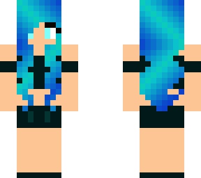 black top and black shorts ( blue haired girl)