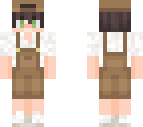 brown overall with cap