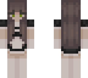 brunette maid girl green eyes