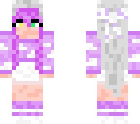 cloud girl purple ~ grey hair ~ purple bangs