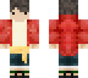 red jacket and cream shirt