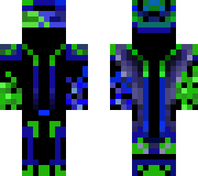 blue green cyborg warrior