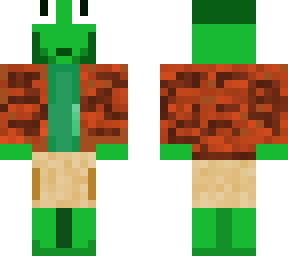 frog is wearing flannel and cargo shorts