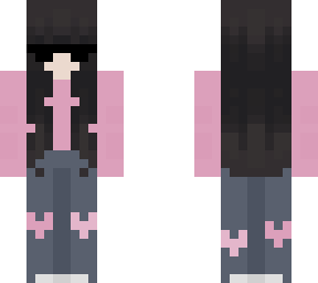 black hair glasses pink girl