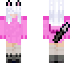 cat enby with white hair covering face