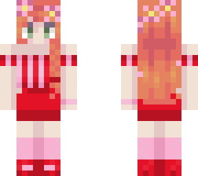 cute ginger girl with pink and red outfit red skirt version