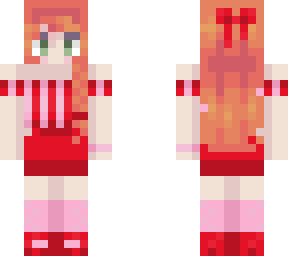 cute ginger girl with pink and red outfit red skirt version