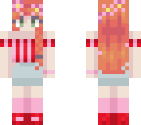 cute ginger girl with pink and red outfit skirt version