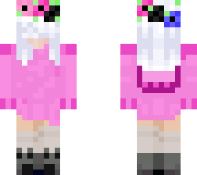enby with white hair covering face with an omni***ual colored flower crown