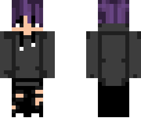 purple hair boy with black hoodie