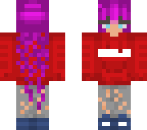 supreme hoodie girl with purple hair
