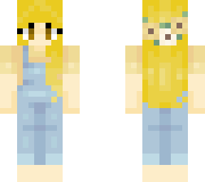 blonde in overalls