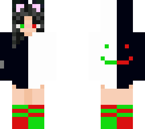 female ranboo with black hair and car ears