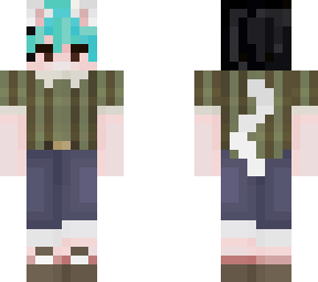 black blue and green hair cat boy