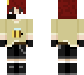 red hair flower bee boy with ranboo mask