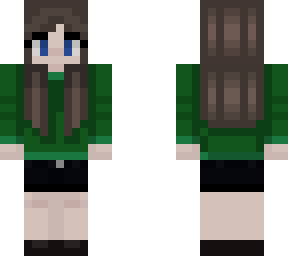 brown hair blue eyes green sweather