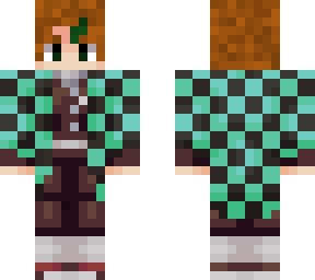 tanjiro but ginger and green eyed with scar of poison