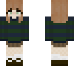 green & blue sweater w/ brown skirt <3