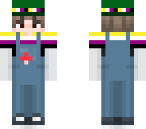 non binary overalls and bucket hat
