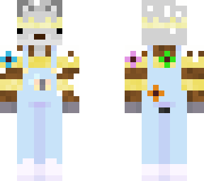 arctic fox in overalls with flowers and snow