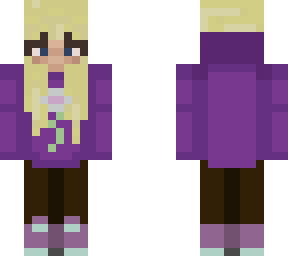 blonde girl purple flower hoodie