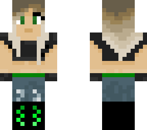 blonde girl with green and black color theme
