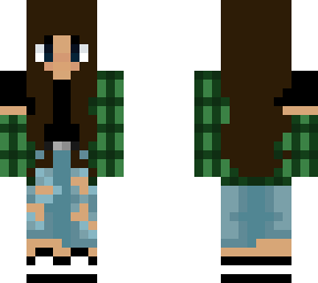 green flannel with jeans