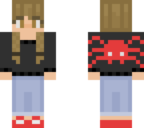 cute *** girl with spider jumper and braids.