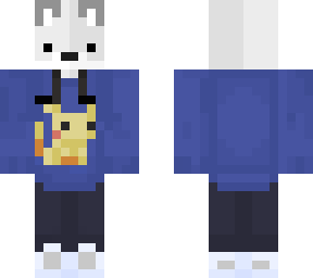 white fox with pikachu hoodie