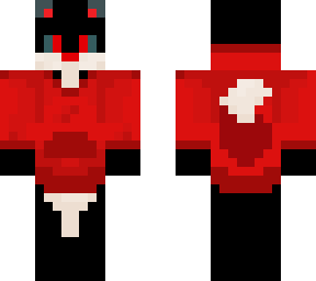 midnight wearing a red hoodie