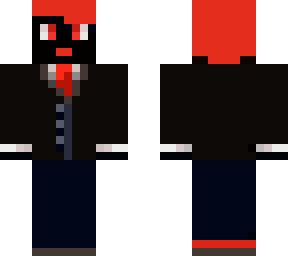 black and red suit