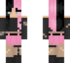pink black split dye blue eyes
