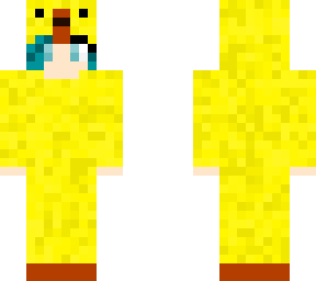 blue hair girl in duck costume
